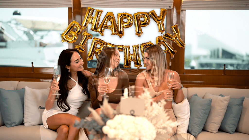 girls celebrating Birthday party on luxury yachts in Dubai - book luxury yacht for birthdays